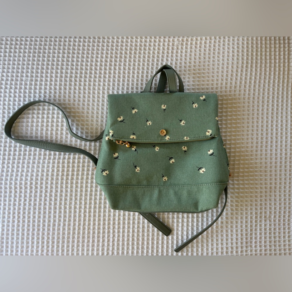 Light Green/Teal Daisy-patterned Mini Backpack